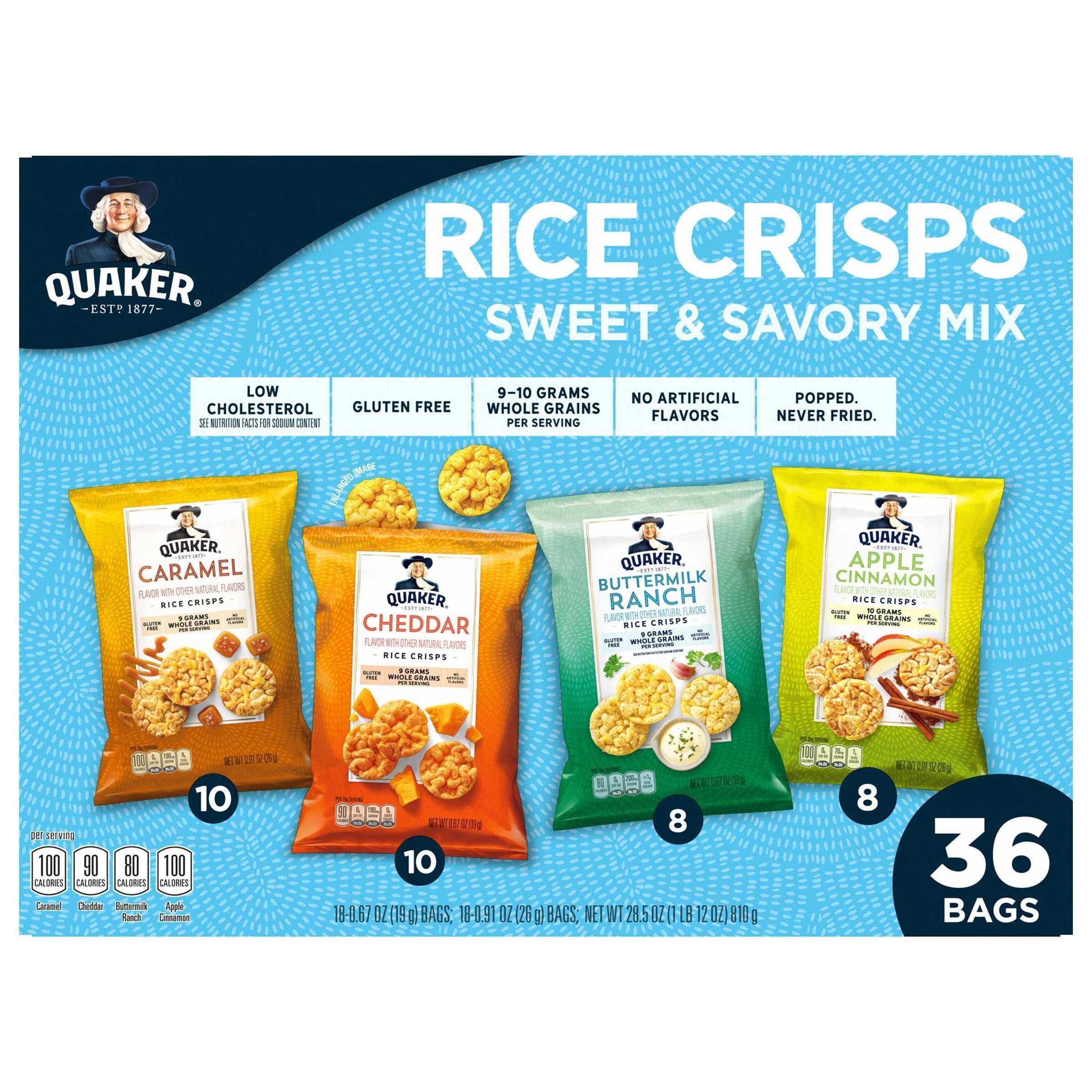 Quaker Rice Crisps, Variety Pack, 36-count - USA MEGA SHOP