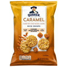 Caramel rice crisps bag with flavor label and snack graphics