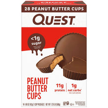 28 peanut butter cups box with Quest branding and peanut butter cup graphics
