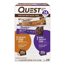Protein bar variety pack box with 14 gluten-free bars, assorted chocolate flavors