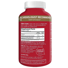 Red Qunol Mega CoQ10 Ubiquinol softgel bottle back with Supplement Facts panel