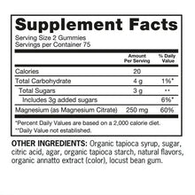 Supplement Facts label for magnesium (magnesium citrate) 250 mg per serving