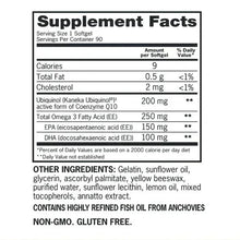 Supplement Facts panel for Qunol Plus Ubiquinol CoQ10 softgels, 200 mg CoQ10