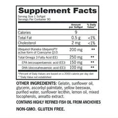 Qunol Plus CoQ10 Ubiquinol 200mg with Omega-3, 90 Softgels