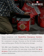 READYWISE emergency food bucket with red portioned meal pouches