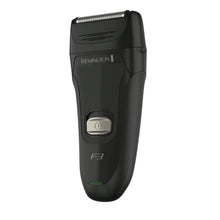 Electric foil shaver rear view, black body and power switch