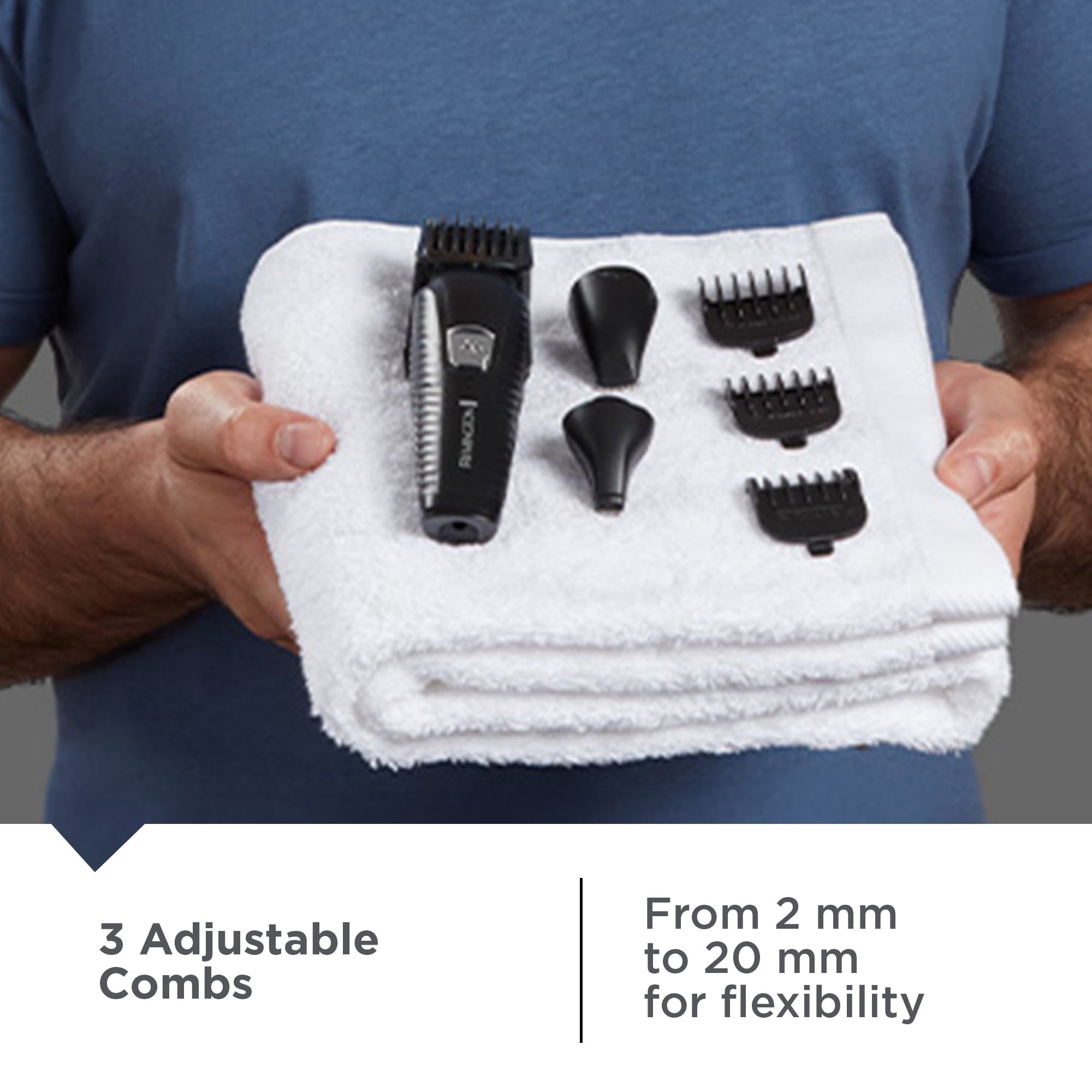 REMINGTON Graphite All-in-One Grooming Kit, Men's Head & Body Trimmer Kit with Combs, Black