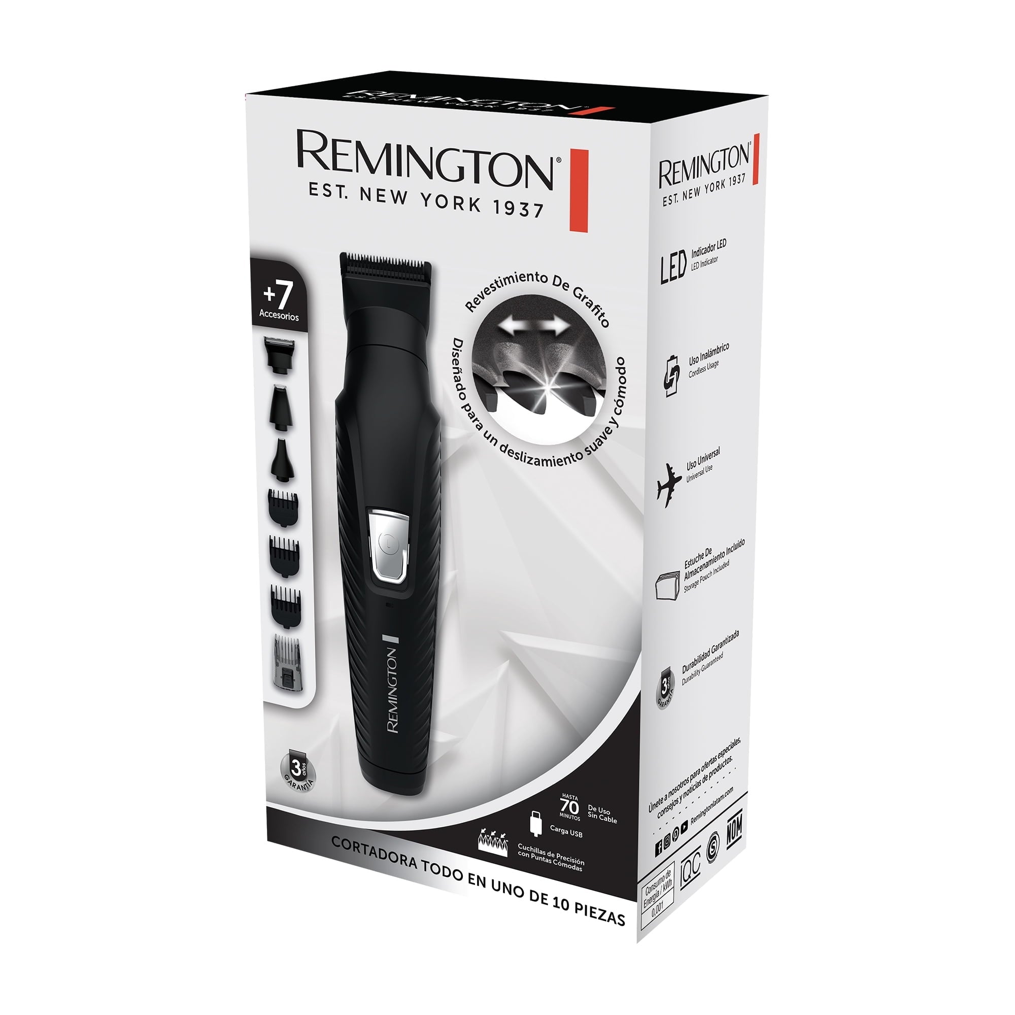REMINGTON Graphite All-in-One Grooming Kit, Men's Head & Body Trimmer Kit with Combs, Black