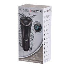 Rotary electric shaver product box with R5Style graphics and icons