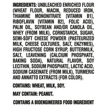 Ingredients list for cheese cracker sandwiches, includes enriched flour