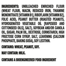 Ingredients list for peanut butter cracker sandwiches; contains wheat, peanut, soy