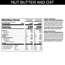 RXBAR Nut Butter & Oat variety pack, nutrition facts and serving size panel