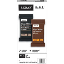 Protein bar variety pack box with chocolate sea salt and peanut butter bars