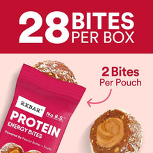 RXBAR Protein Energy Bites pouch with “28 bites per box” and “2 bites per pouch”