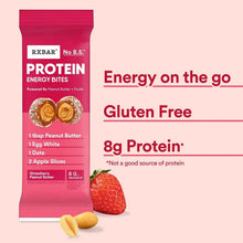 RXBAR Protein Energy Bites pouch and bite, Gluten Free and 8g Protein info