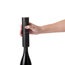 Electric wine aerator with press button, black cylinder and base