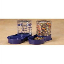 Rabbit water feeder with two refill cups, clear lids, and purple bases