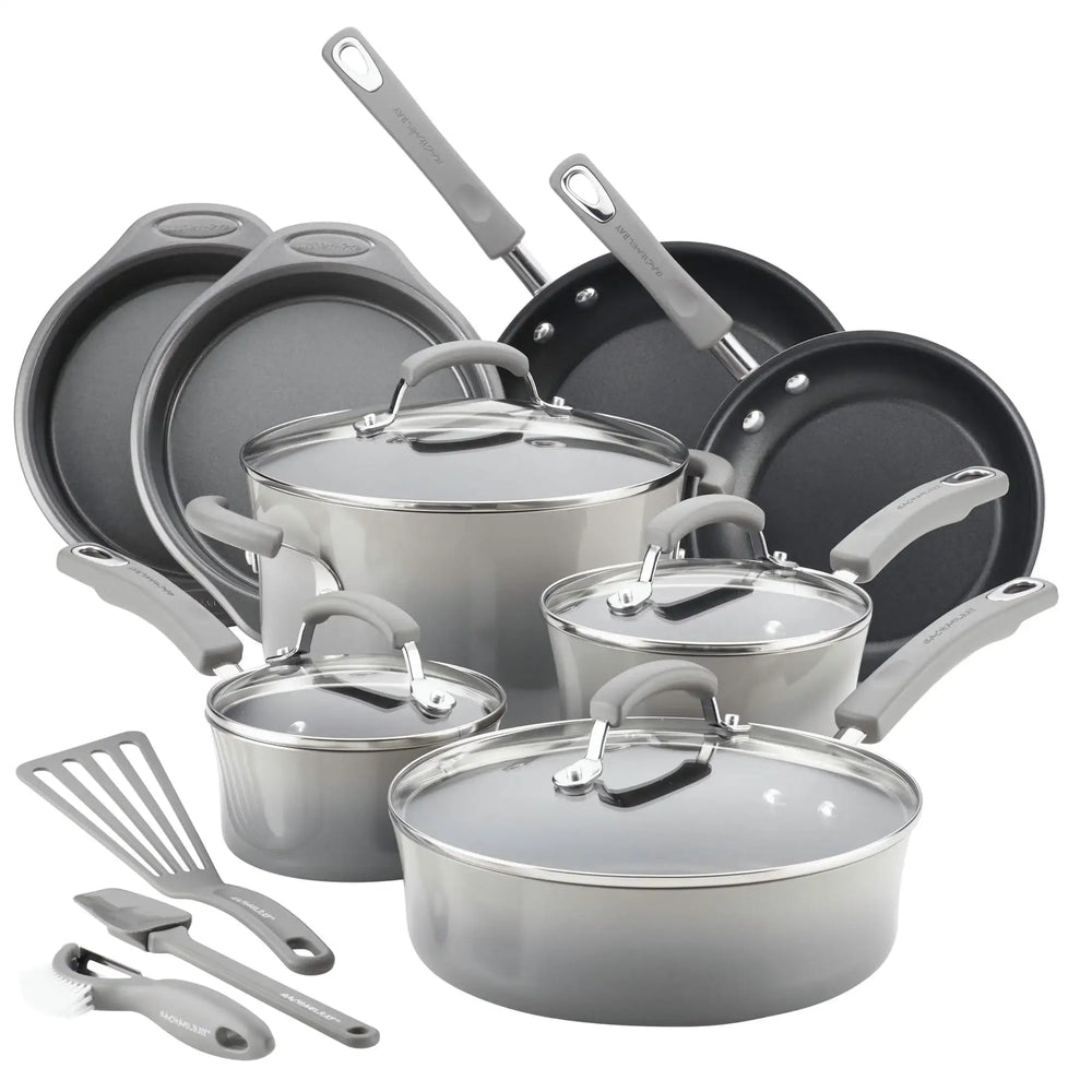 Rachael Ray 15 Piece Hard Enamel Nonstick Pots and Pans Set