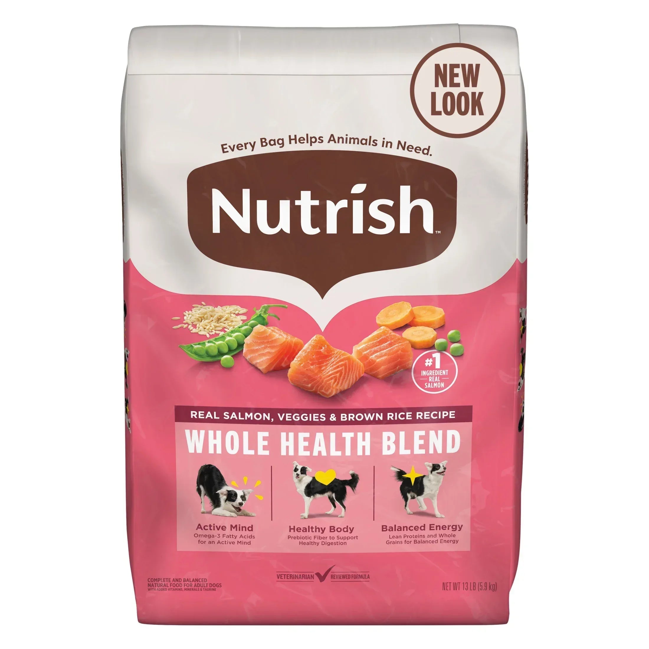 Nutrish Real Salmon, Veggies & Brown Rice Recipe Whole Health Blend Dry Dog Food, 13 lb. Bag (Rachael Ray) - USA MEGA SHOP