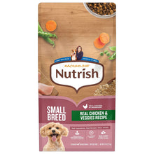 Small breed dry dog food bag with real chicken and veggies recipe