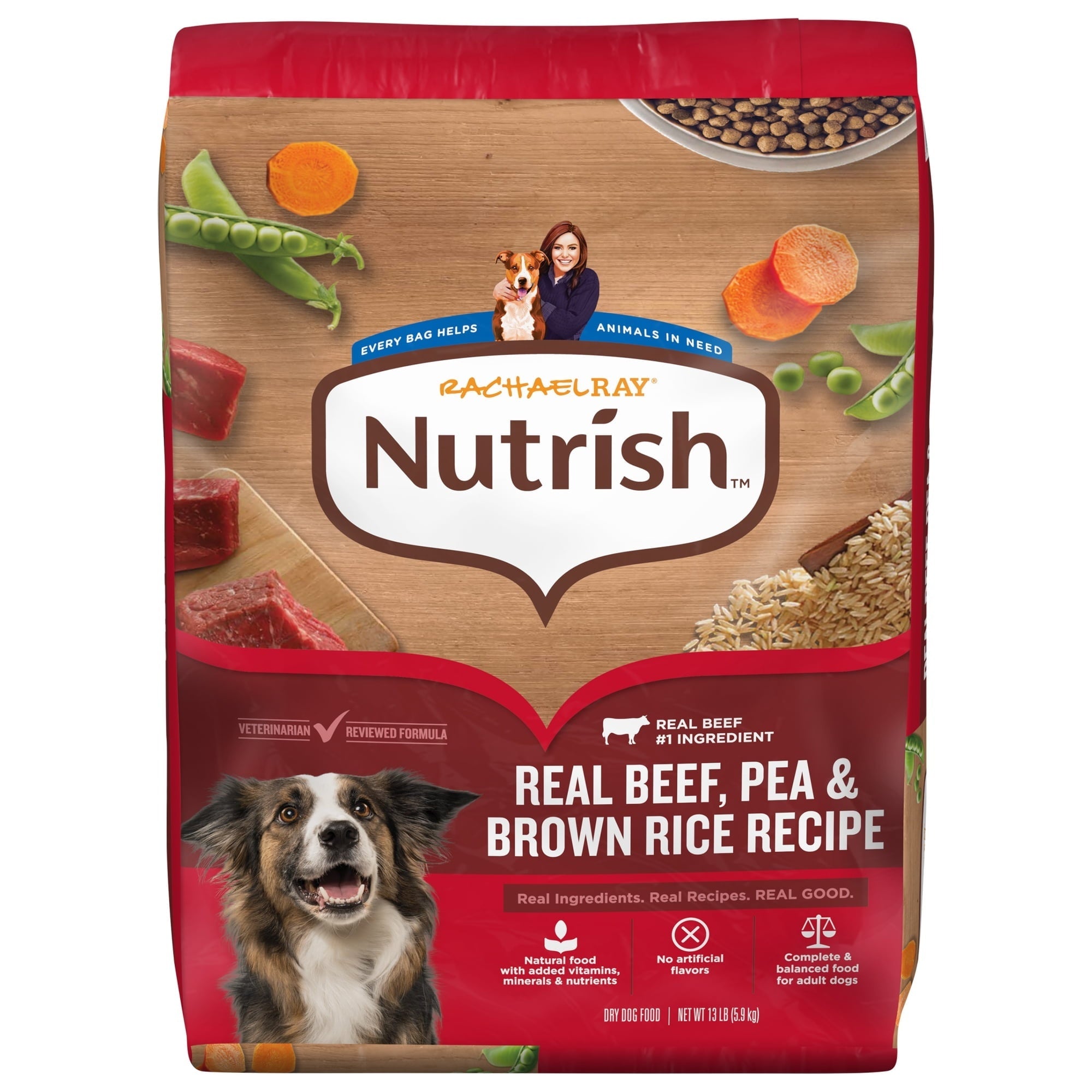 Rachael Ray Nutrish Adult Dry Dog Food Real Beef, Pea & Brown Rice Recipe