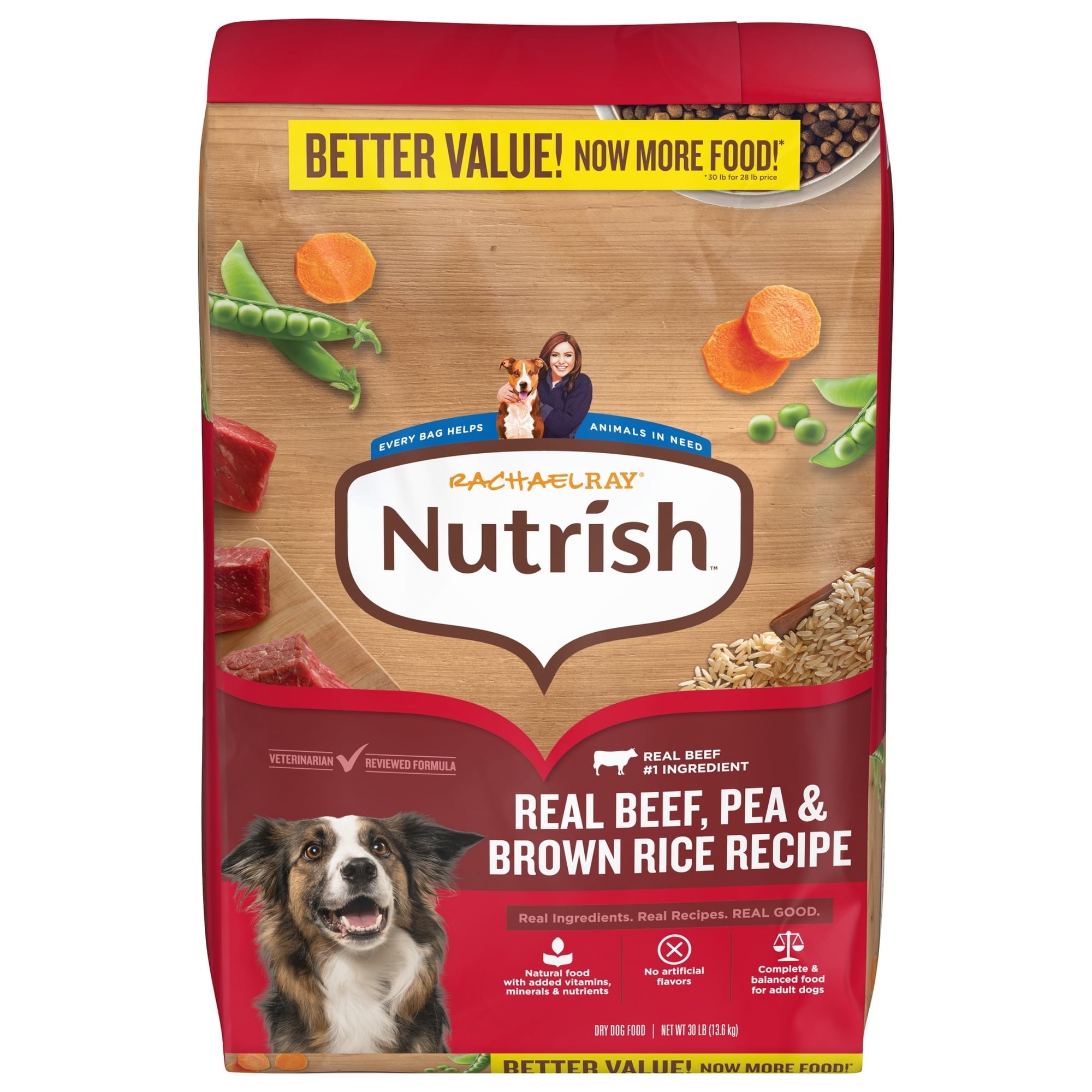 Rachael Ray Nutrish Adult Dry Dog Food Real Beef, Pea & Brown Rice Recipe