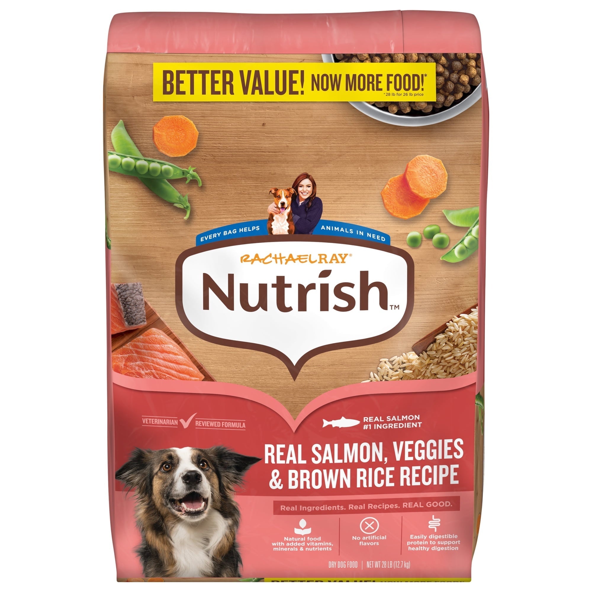 Rachael Ray Nutrish Dry Dog Food Real Salmon, Veggies & Brown Rice Recipe