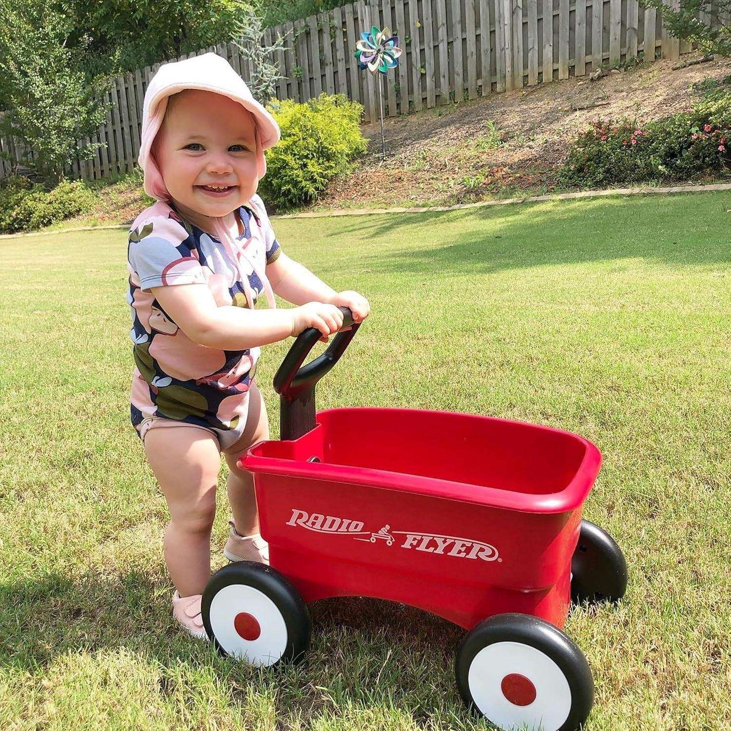 Radio Flyer Push & Pull Walker Wagon , Red, for Kids 1-4 Years Old, Locking Handle for Stability, Baby Push Walker Converts to Pull Wagon, for Indoor & Outdoor Play