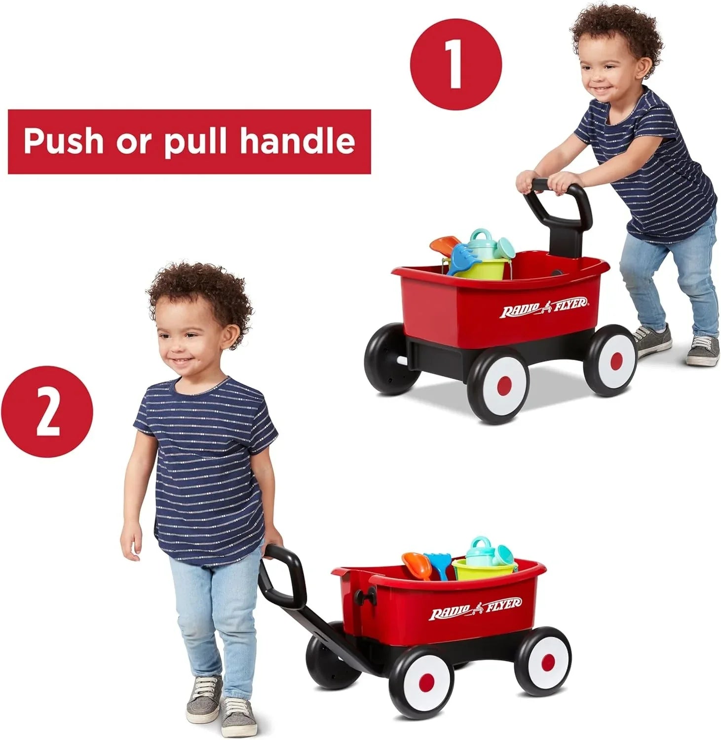 Radio Flyer Push & Pull Walker Wagon , Red, for Kids 1-4 Years Old, Locking Handle for Stability, Baby Push Walker Converts to Pull Wagon, for Indoor & Outdoor Play