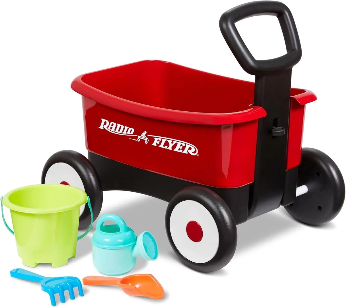 Radio Flyer Push & Pull Walker Wagon , Red, for Kids 1-4 Years Old, Locking Handle for Stability, Baby Push Walker Converts to Pull Wagon, for Indoor & Outdoor Play