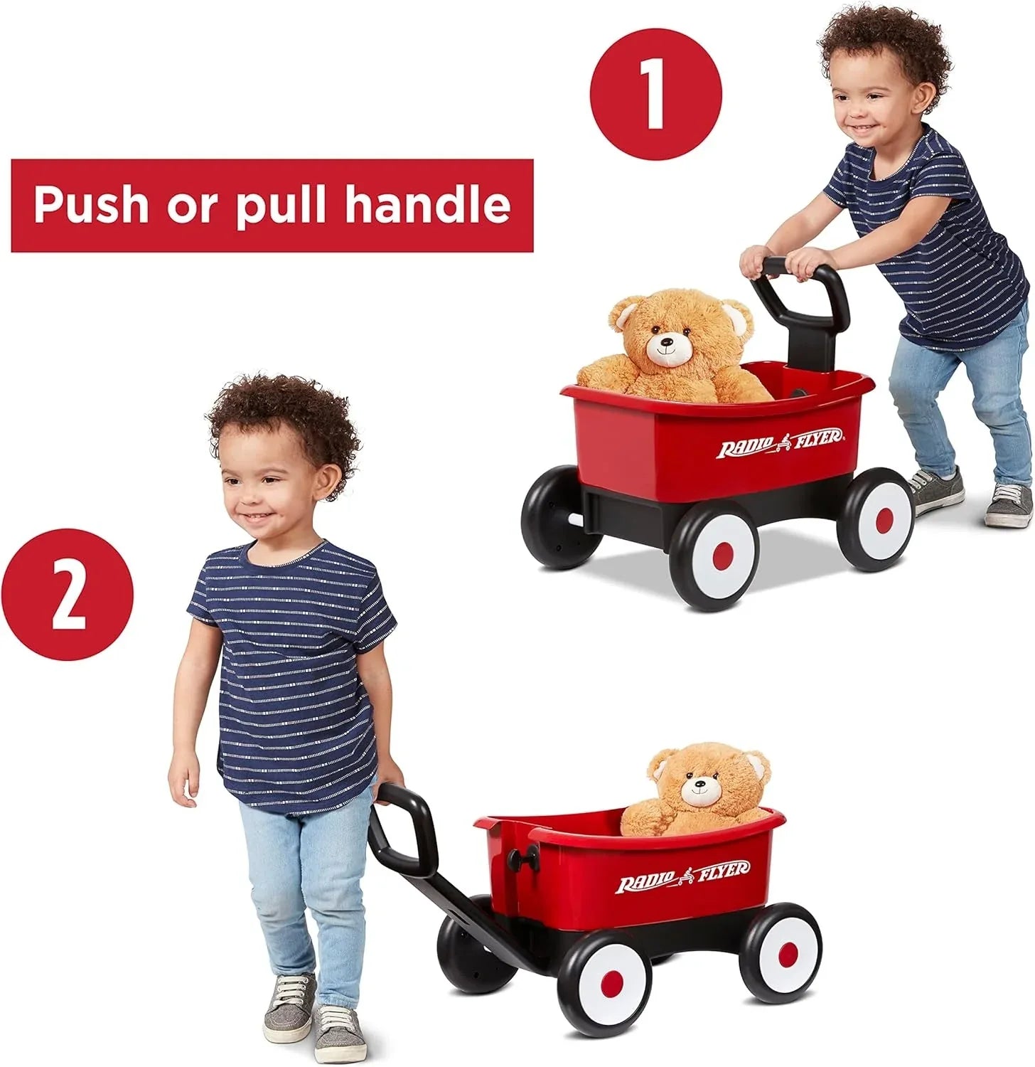 Radio Flyer Push & Pull Walker Wagon , Red, for Kids 1-4 Years Old, Locking Handle for Stability, Baby Push Walker Converts to Pull Wagon, for Indoor & Outdoor Play