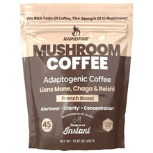 Instant mushroom coffee pouch, French roast, 45 servings.