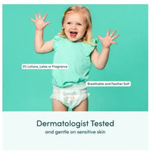 White training pants on toddler, breathable and feather-soft with dermatologist tested callout