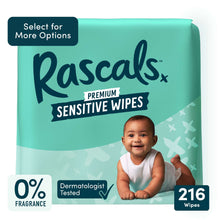 Sensitive alcohol-free baby wipes pack, 216 count, turquoise with baby on front