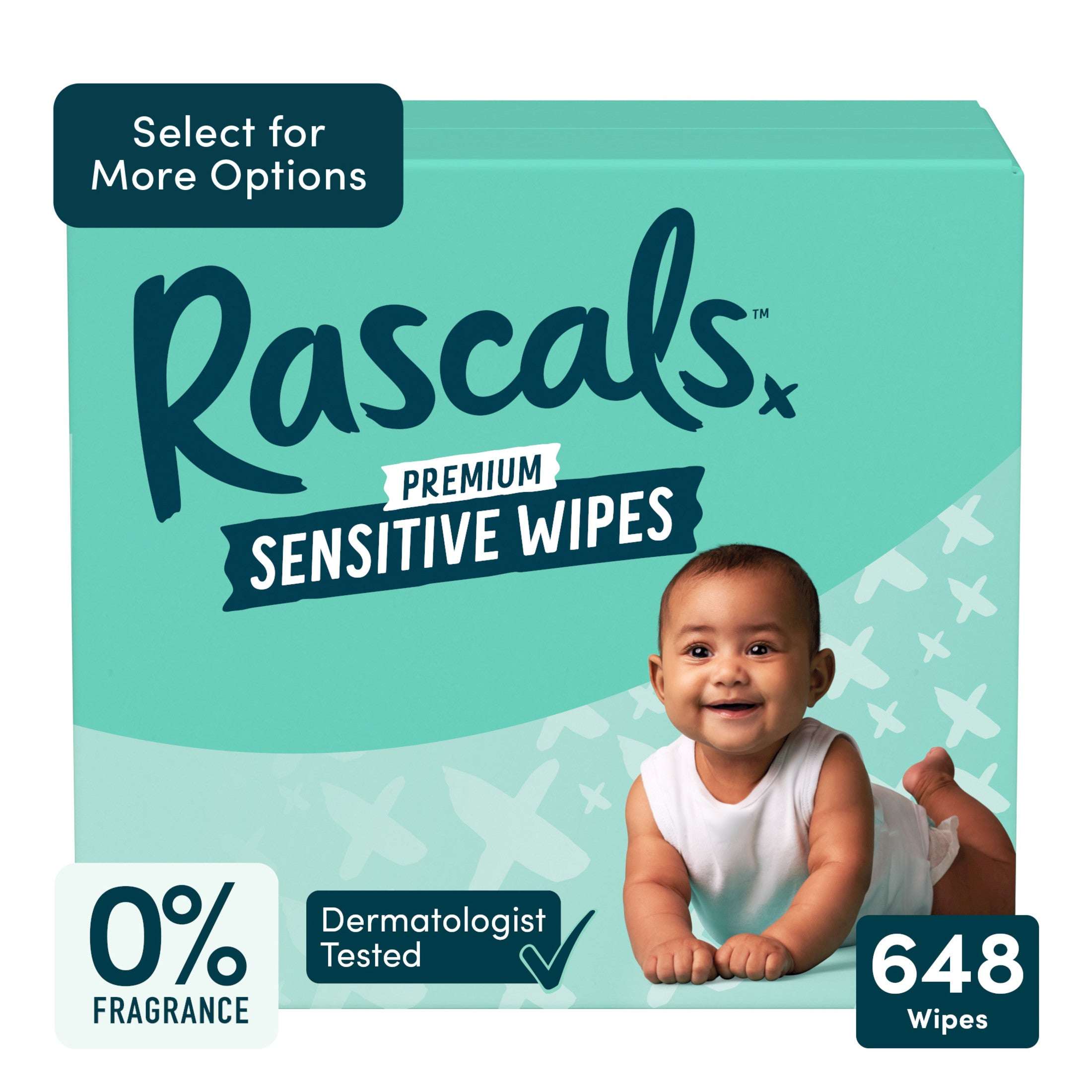 Rascals Premium Sensitive Alcohol Free Baby Wipes, 216 Count