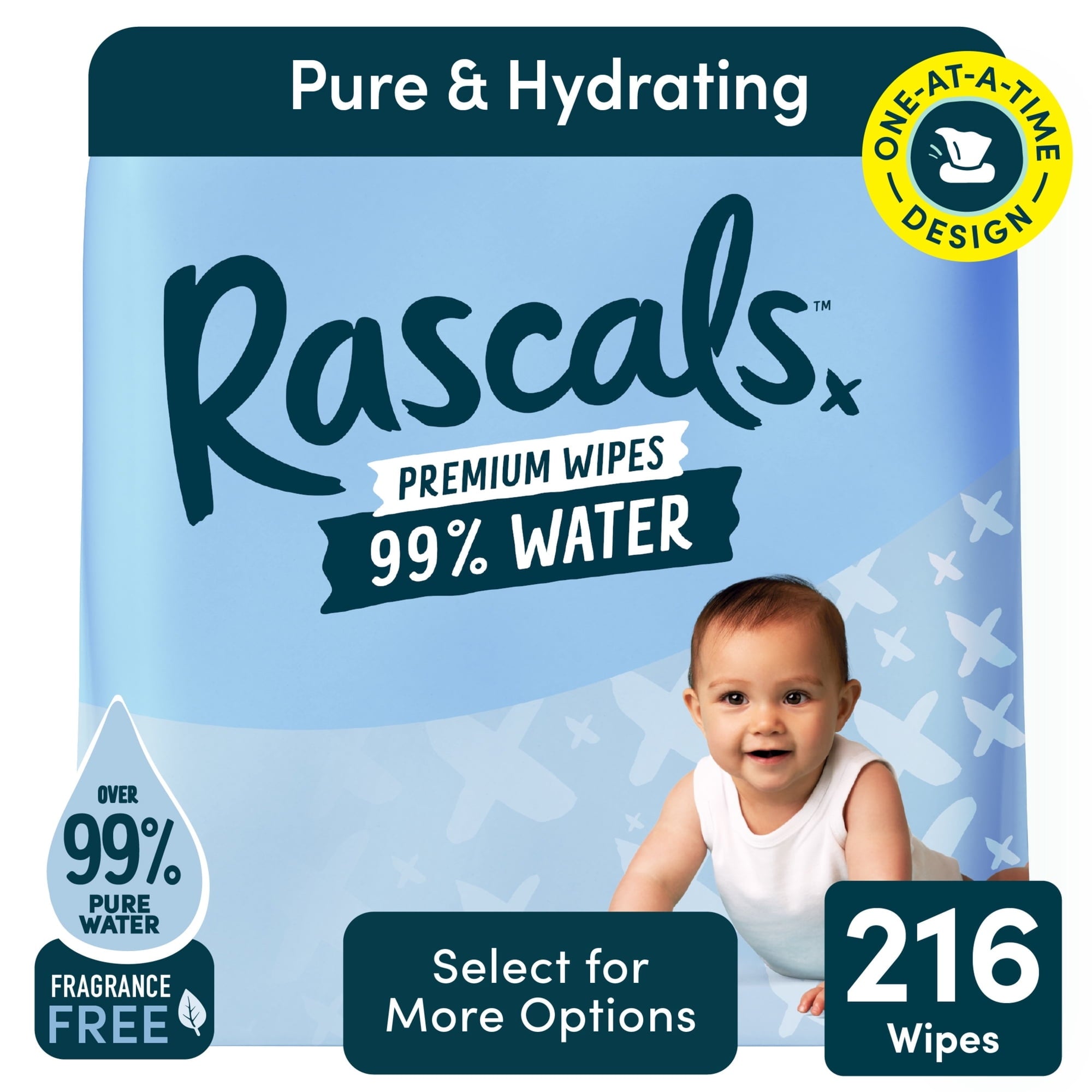 Rascals 99% Water Premium Fragrance Free Baby WRascals 99% Water Premium Fragrance Rascals 99% Water Premium Fragrance Free Baby Wipes, 216 CountFree Baby Wipes, 216 Countipes, 216 Count