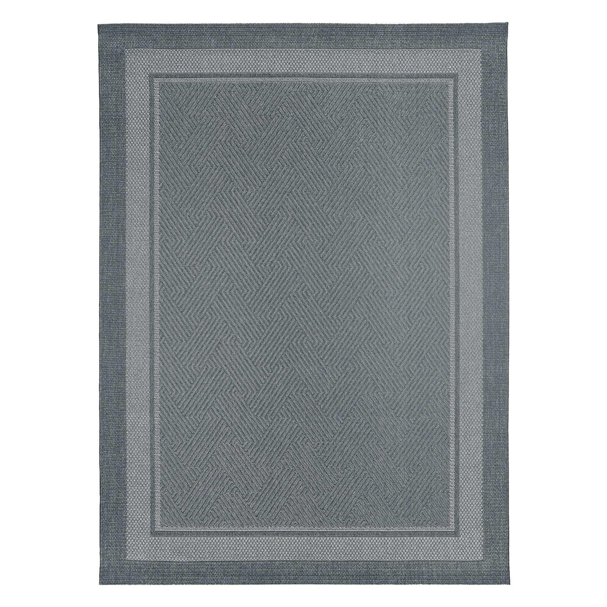 Ravenna Indoor/Outdoor Rug, Geo Border Silver