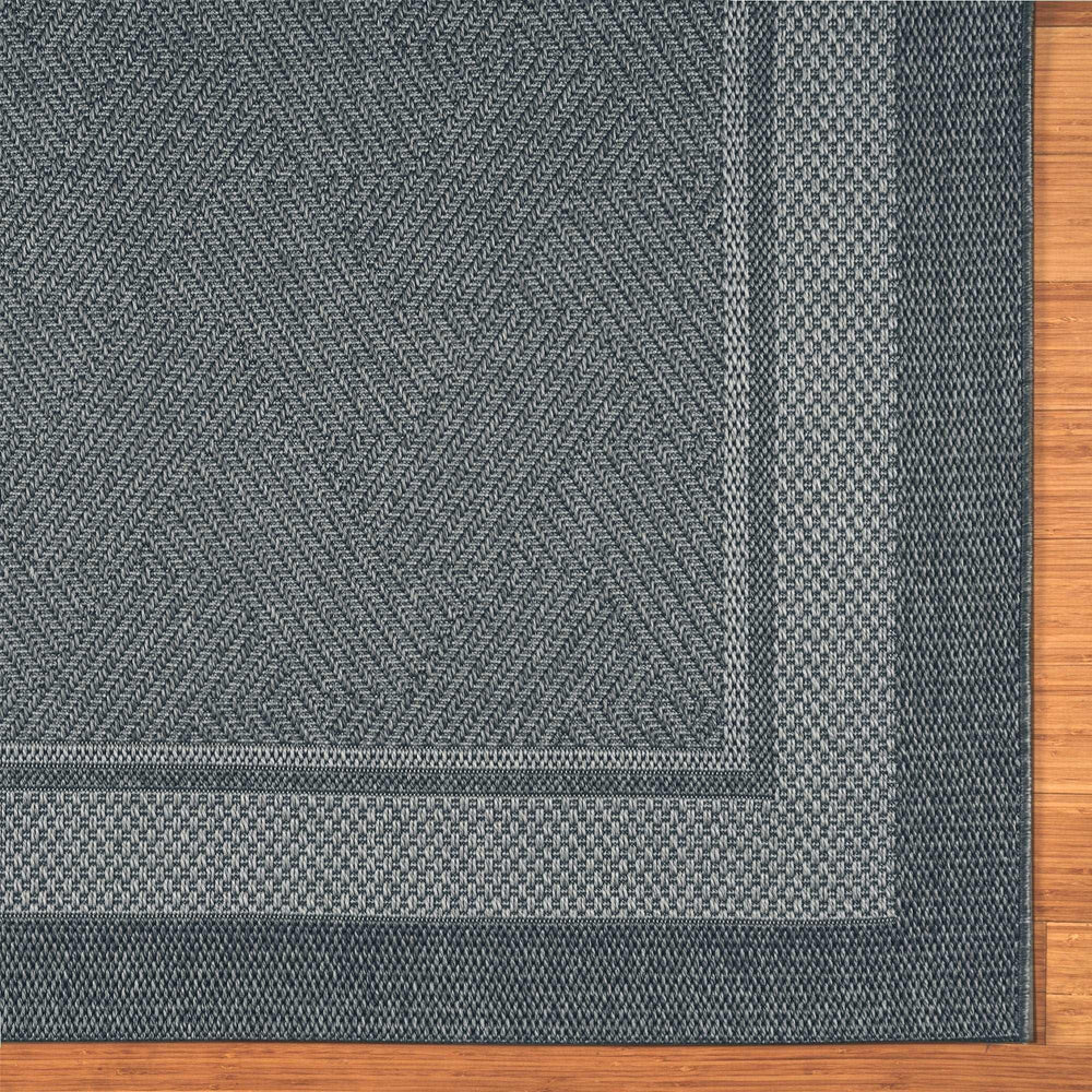 Ravenna Indoor/Outdoor Rug, Geo Border Silver - USA MEGA SHOP