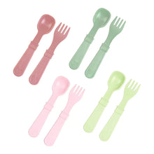 8-pack kid utensils in pink, light green, and lime—forks and spoons