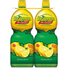 Lemon juice bottle two-pack, yellow caps and green bottles, 48 fl oz each