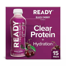 Ready protein water bottle, Black Cherry, Clear Protein + Hydration, 20g protein, 0g sugar
