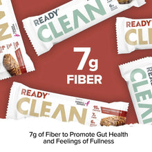 Protein bar assortment with 7g fiber bar wrappers and Ready Clean branding