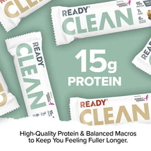 Protein bar variety pack with 15g protein bars and Ready Clean wrappers