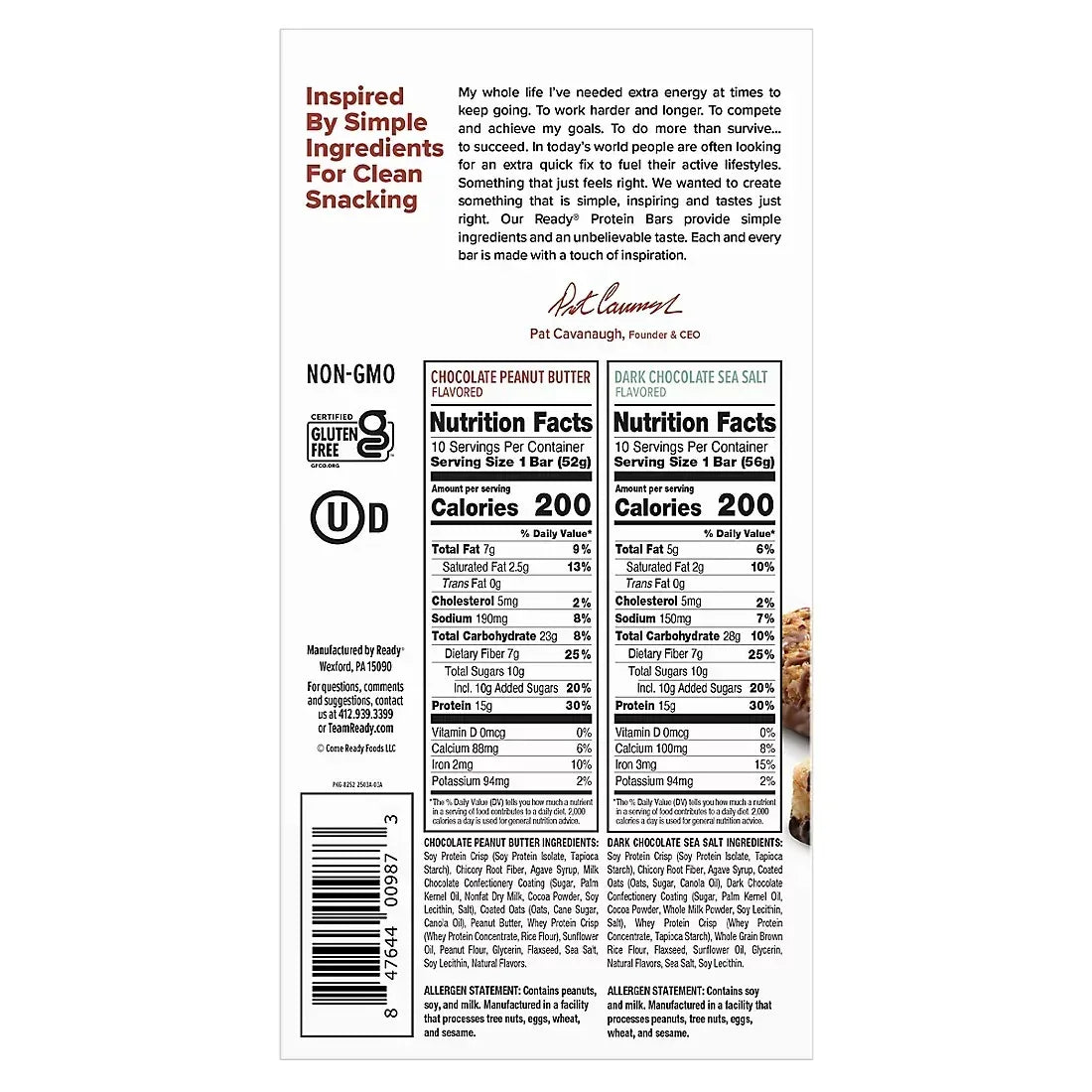 Ready Protein Bars, 15g Protein, Variety Pack, 20 ct.