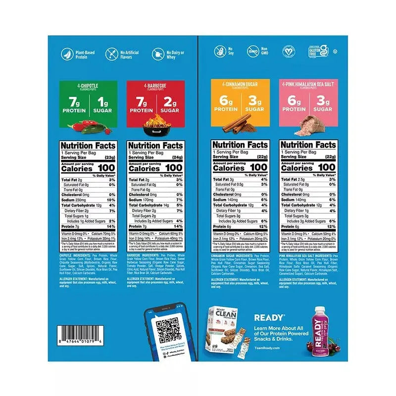 Ready Protein Puffs, Variety Pack, 6-7g Protein, 100 Calorie Snack Bags, 16 ct. - USA MEGA SHOP