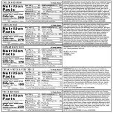 Nutrition facts panel for emergency variety pack showing multiple meal types