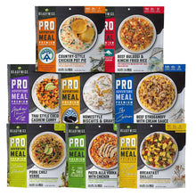 Camping meal sampler pack with 8 premium pouch meal labels