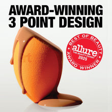 Orange teardrop makeup sponge with three-point edge design