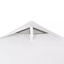 White omni shade canopy with peaked roof and gray mesh side panel