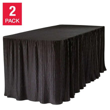 Black rectangular tablecloth set, 2-pack with pleated stripe texture and draped corners